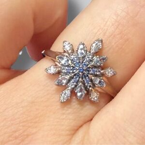 Pandora Silver and Blue Snowflake Ring